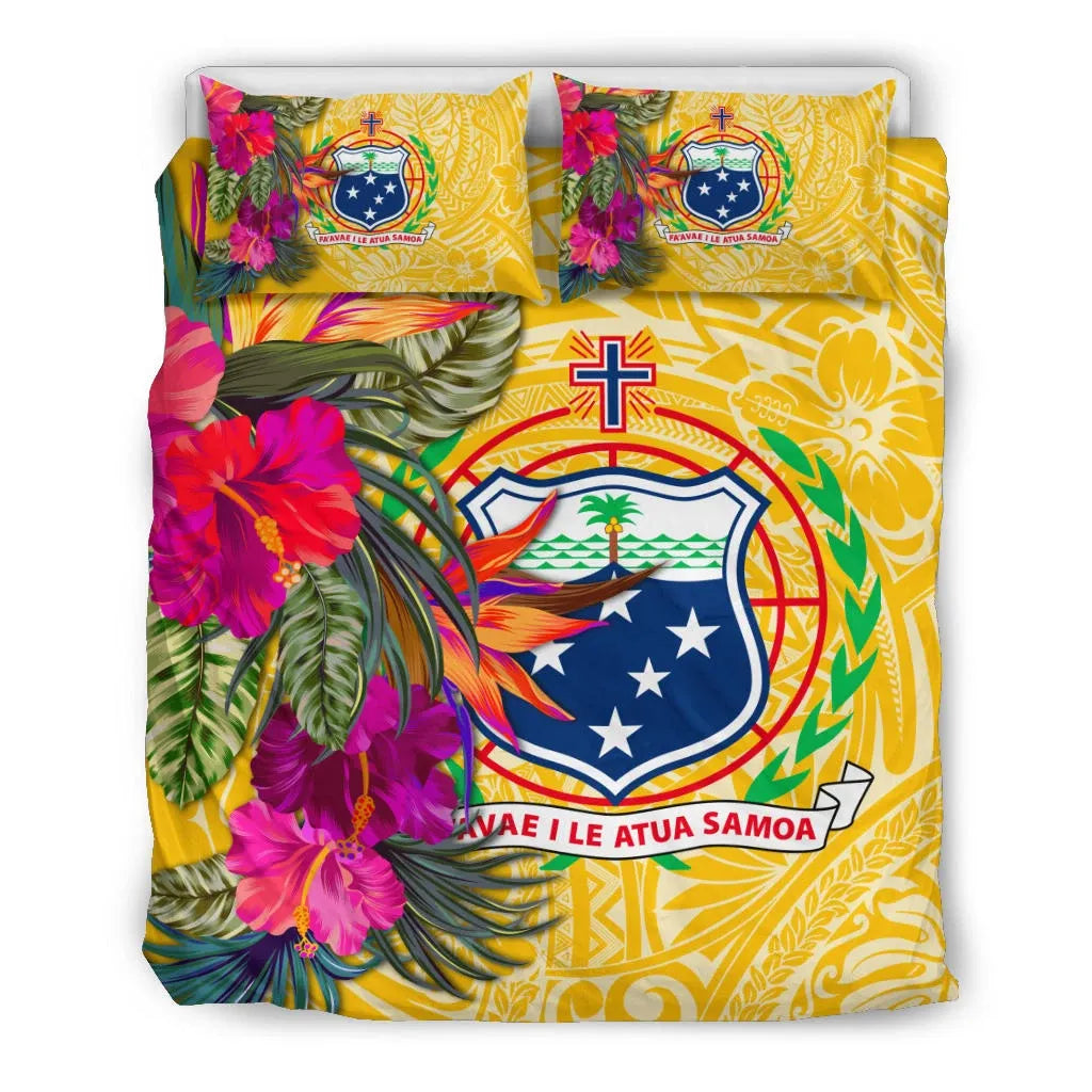 Samoa Bedding Set - Hibiscus Polynesian Pattern Yellow Version