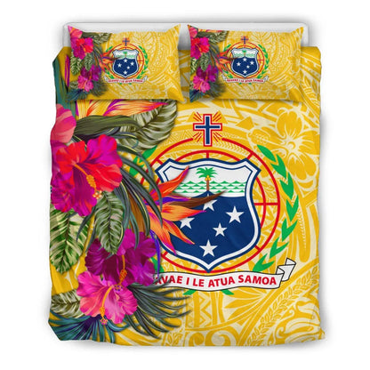 Samoa Bedding Set - Hibiscus Polynesian Pattern Yellow Version