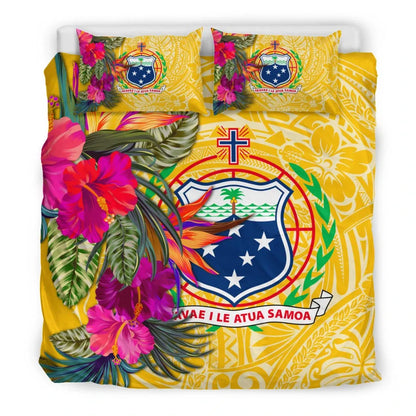 Samoa Bedding Set - Hibiscus Polynesian Pattern Yellow Version