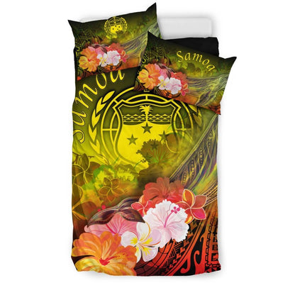 Samoa Bedding Set- Humpback Whale With Tropical Flowers (Yellow)