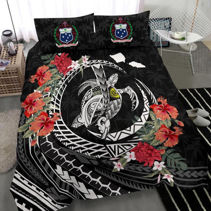Polynesian Duvet Cover Set - Samoa Bedding Set Polynesia Map Turtle Hibiscus