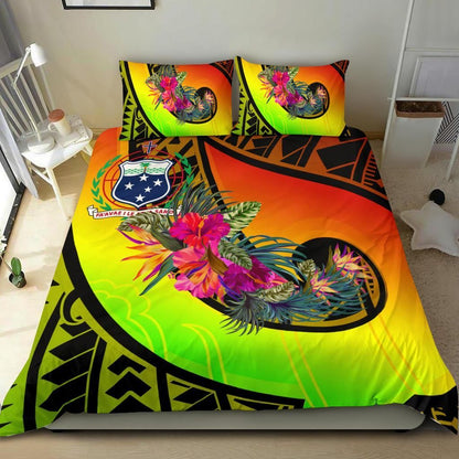 Samoa Bedding Set - Polynesian Hook And Hibiscus (Reggae)