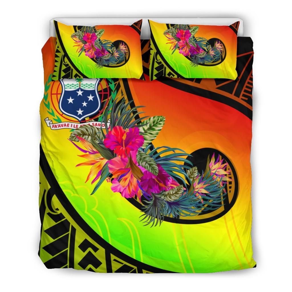 Samoa Bedding Set - Polynesian Hook And Hibiscus (Reggae)