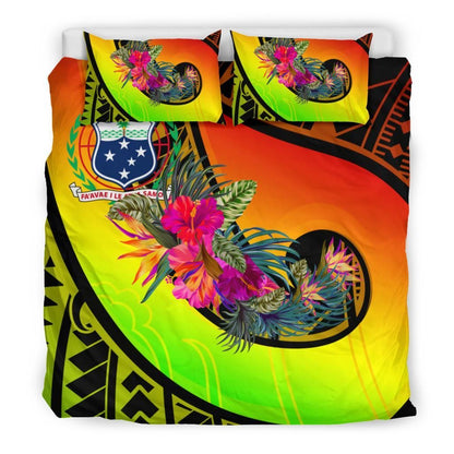 Samoa Bedding Set - Polynesian Hook And Hibiscus (Reggae)