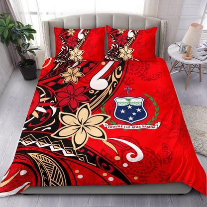 Samoa Bedding Set - Tribal Flower With Special Turtles Red Color