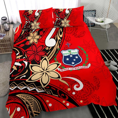 Samoa Bedding Set - Tribal Flower With Special Turtles Red Color