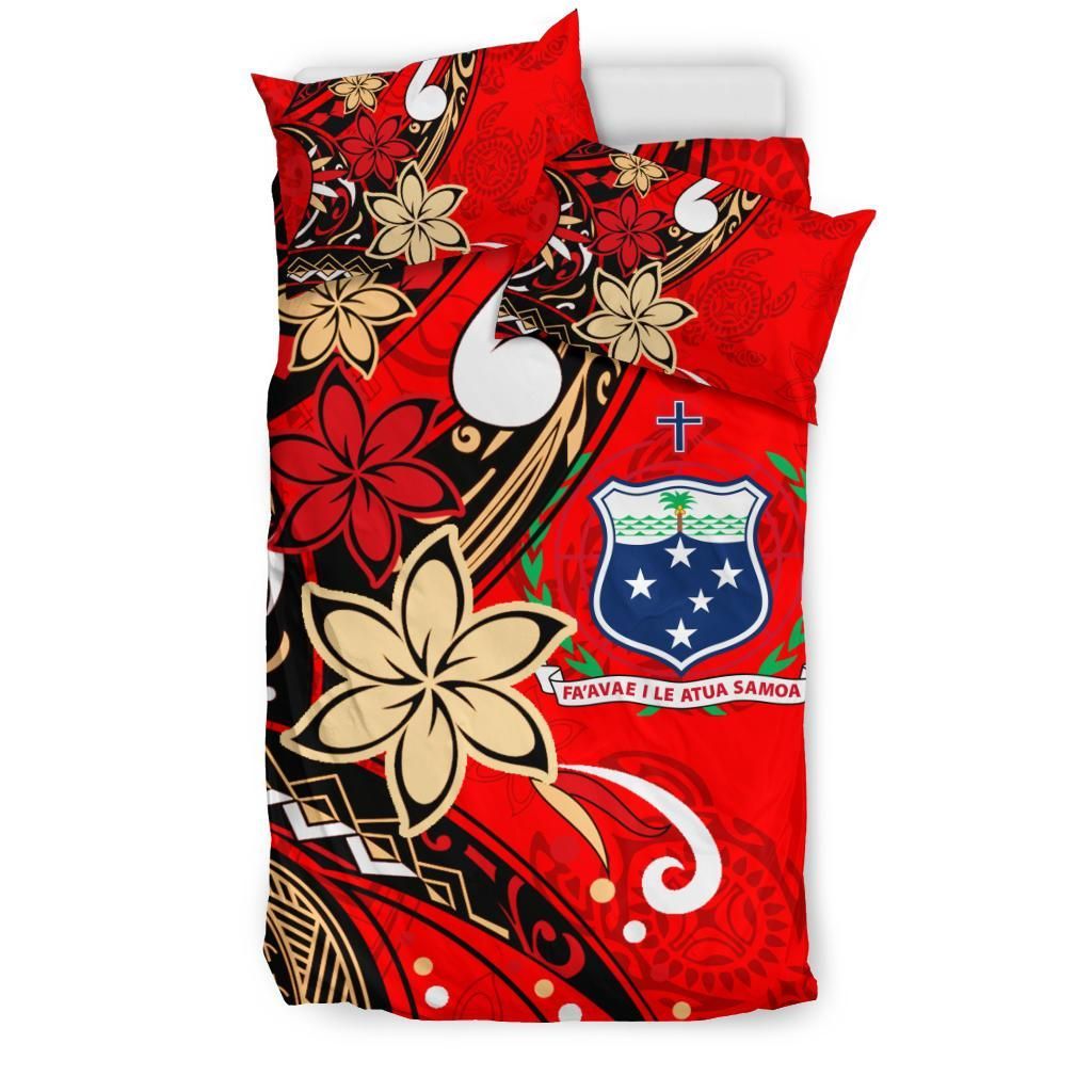 Samoa Bedding Set - Tribal Flower With Special Turtles Red Color