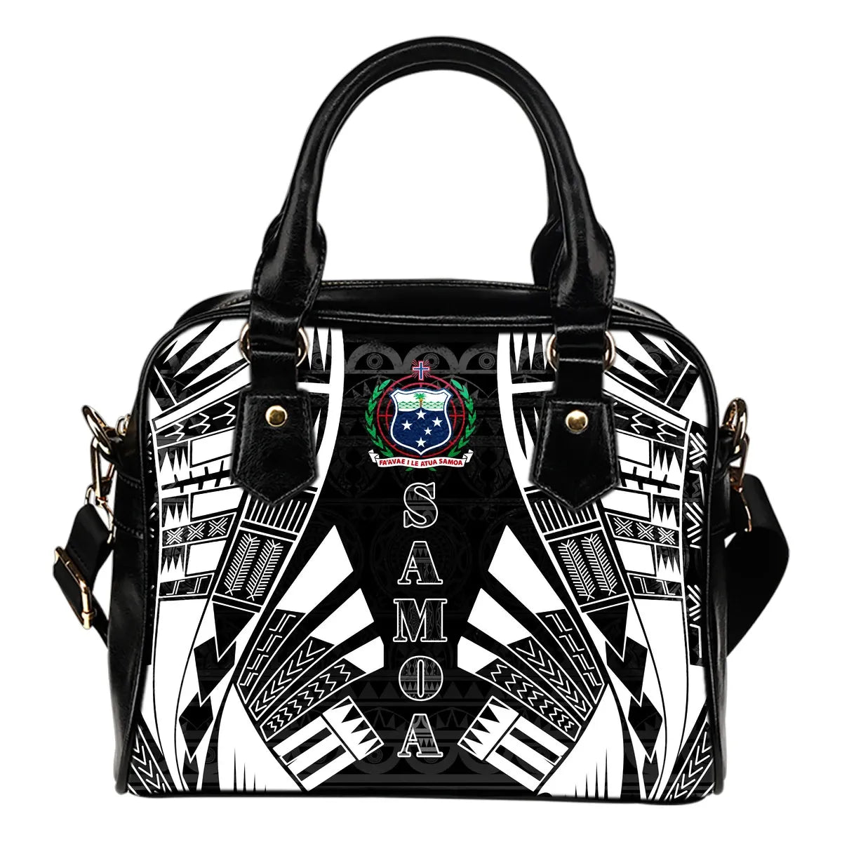 Samoa Shoulder Handbag - Polynesian Tattoo Black