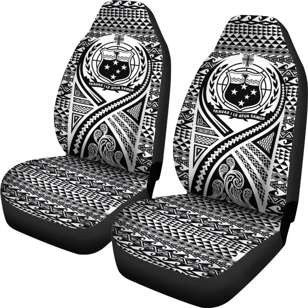 Samoa Car Seat Cover - Samoa Coat Of Arms Polynesian Tattoo Black
