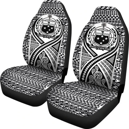 Samoa Car Seat Cover - Samoa Coat Of Arms Polynesian Tattoo Black