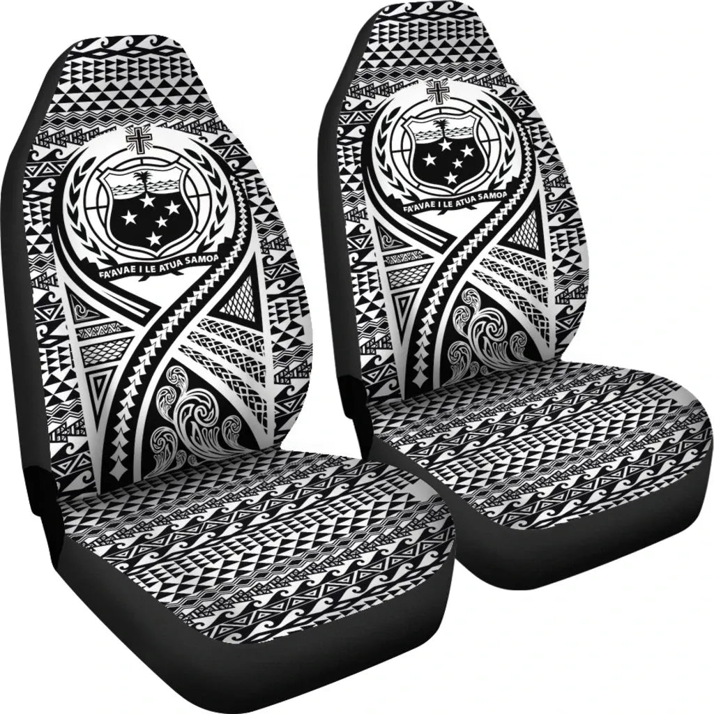 Samoa Car Seat Cover - Samoa Coat Of Arms Polynesian Tattoo Black