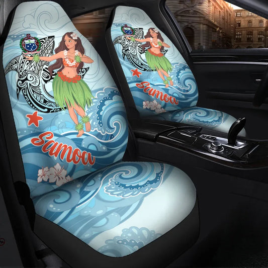 Samoa Car Seat Cover - Polynesian Girls With Shark
