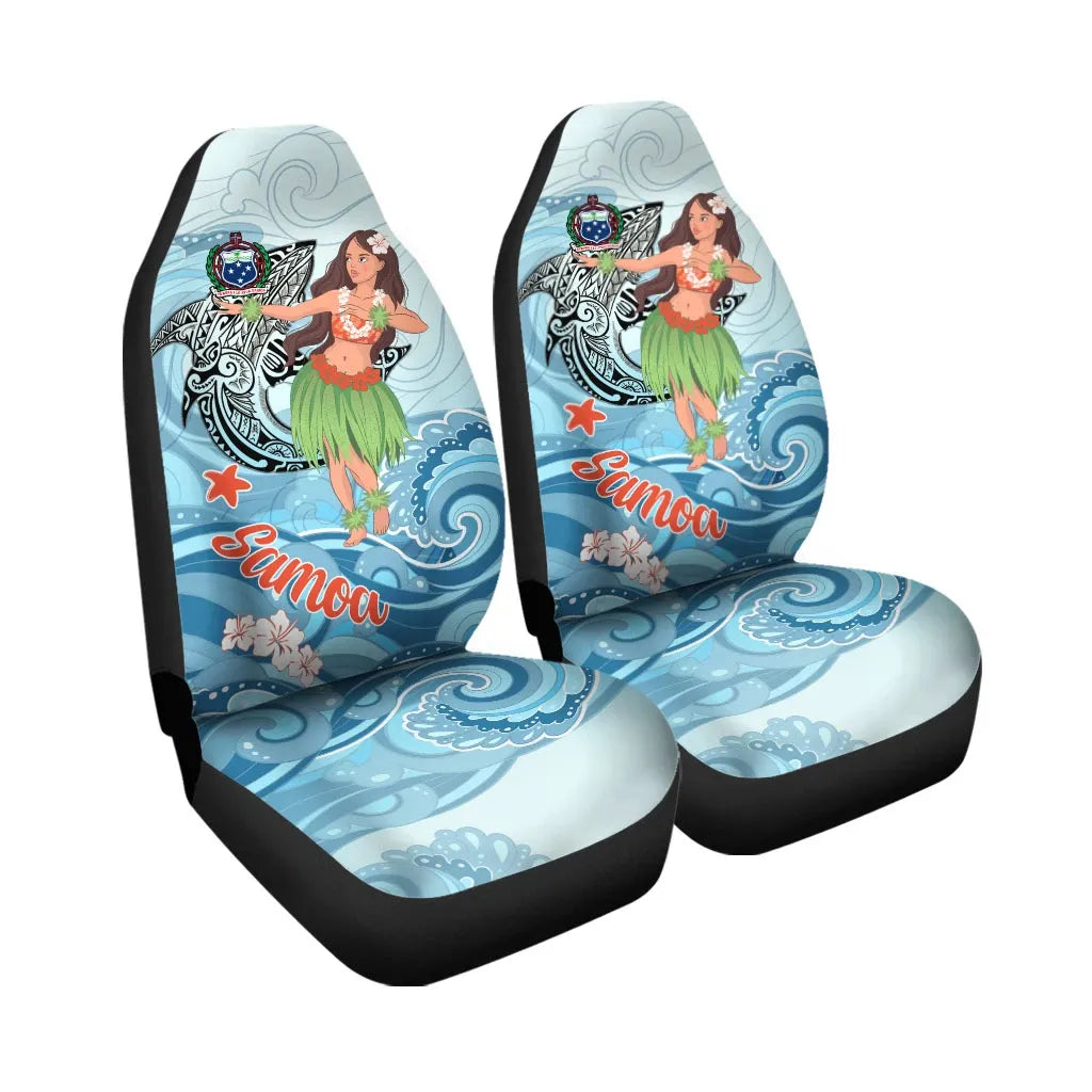 Samoa Car Seat Cover - Polynesian Girls With Shark