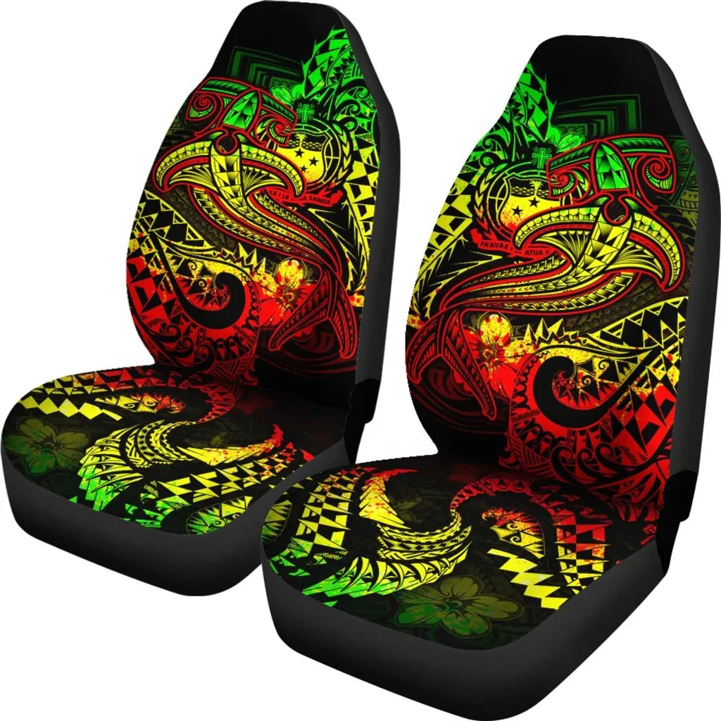 Samoa Car Seat Covers - Reggae Shark Polynesian Tattoo