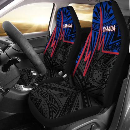 Samoa Car Seat Covers - Samoa Seal With Polynesian Patterns In Heartbeat Style (Blue)