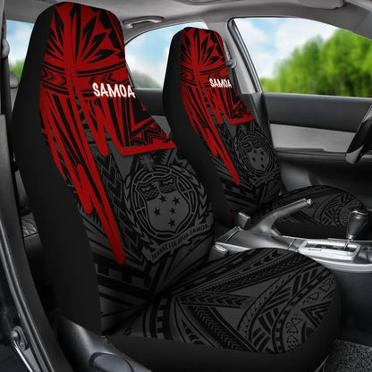 Samoa Car Seat Covers - Samoa Seal With Polynesian Pattern In Heartbeat Style (Red)