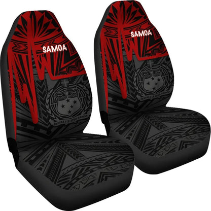 Samoa Car Seat Covers - Samoa Seal With Polynesian Pattern In Heartbeat Style (Red)