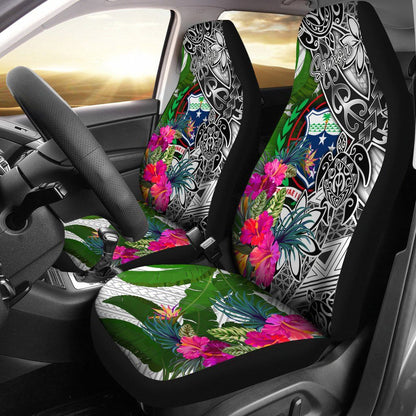 Samoa Car Seat Covers White - Turtle Plumeria Banana Leaf