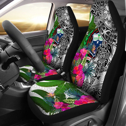 Samoa Car Seat Covers White - Turtle Plumeria Banana Leaf