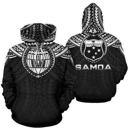 Samoa All Over Hoodie - Samoa Coat Of Arms Polynesian Tattoo