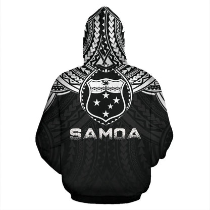 Samoa All Over Hoodie - Samoa Coat Of Arms Polynesian Tattoo