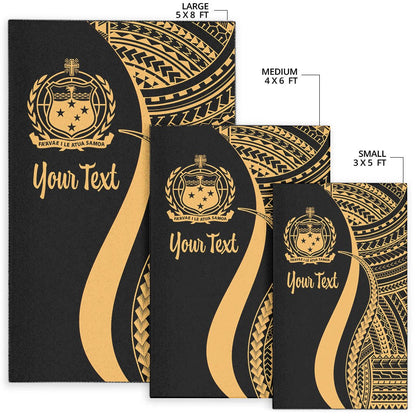 Samoa Custom Personalised Area Rug - Gold Polynesian Tentacle Tribal Pattern