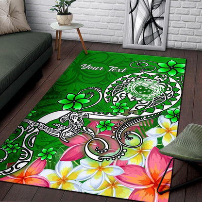 Samoa Custom Personalised Area Rug - Turtle Plumeria (Green)