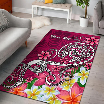 Samoa Custom Personalised Area Rug - Turtle Plumeria (Pink)