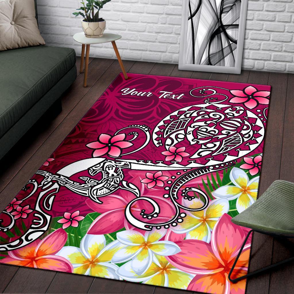 Samoa Custom Personalised Area Rug - Turtle Plumeria (Pink)