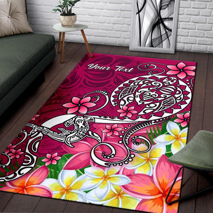 Samoa Custom Personalised Area Rug - Turtle Plumeria (Pink)