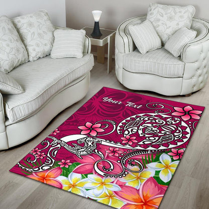 Samoa Custom Personalised Area Rug - Turtle Plumeria (Pink)
