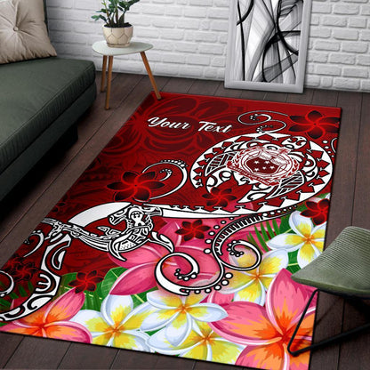 Samoa Custom Personalised Area Rug - Turtle Plumeria (Red)
