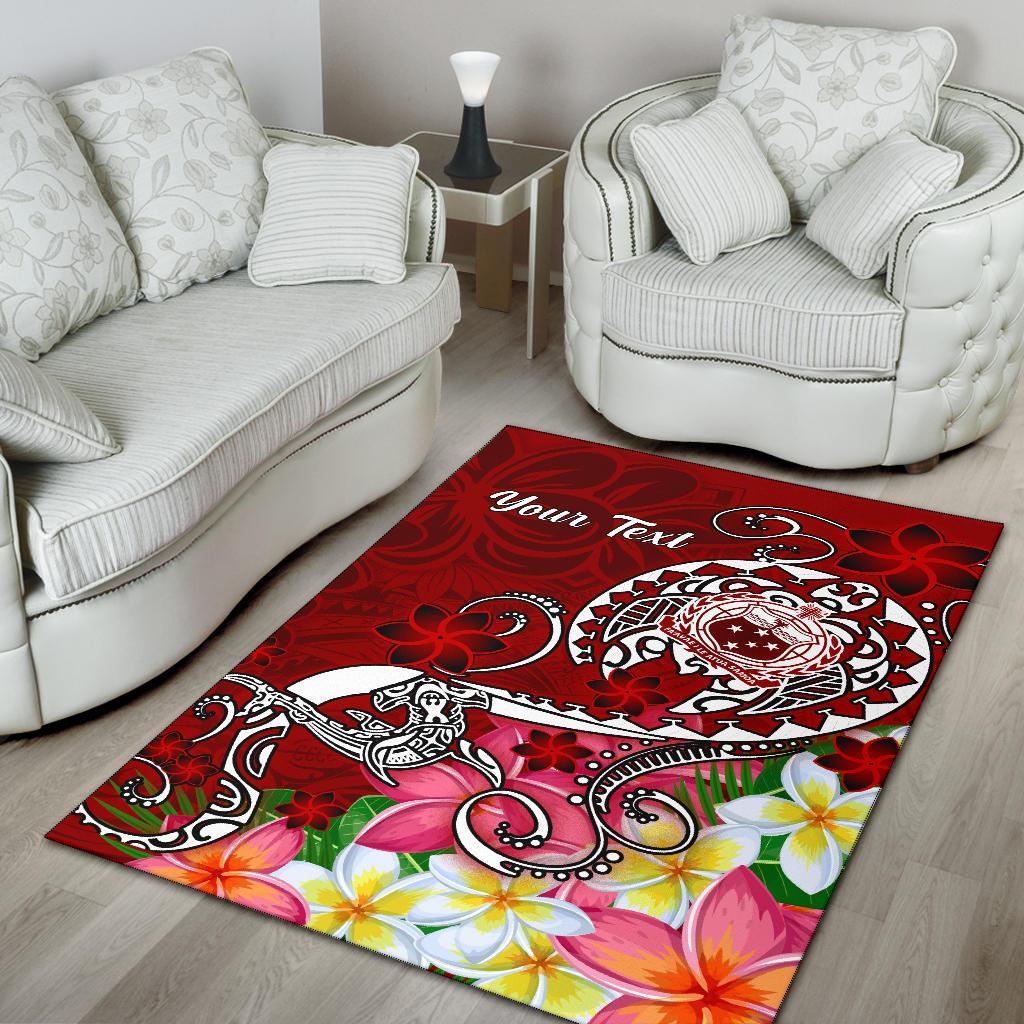 Samoa Custom Personalised Area Rug - Turtle Plumeria (Red)