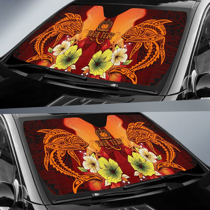 Samoa Custom Personalised Auto Sun Shades - Tribal Tuna Fish