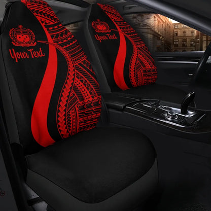 Samoa Custom Personalised Car Seat Covers - Red Polynesian Tentacle Tribal Pattern