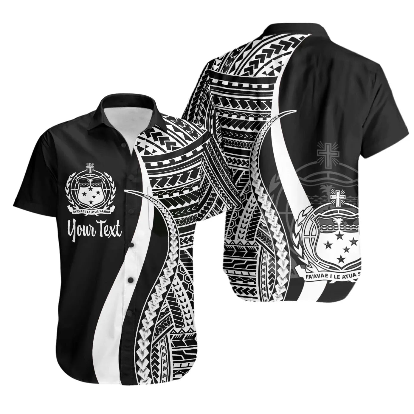Samoa Custom Personalised Short Sleeve Shirt - White Polynesian Tentacle Tribal Pattern