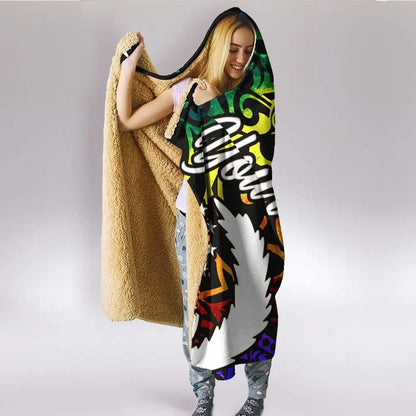 Samoa Custom Personalised Hooded Blanket - Rainbow Polynesian Pattern
