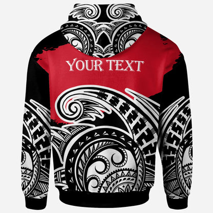 Samoa  - Custom Personalised Hoodie - Ethnic Style With Round Black White Pattern