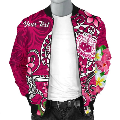 Samoa Custom Personalised Bomber Jacket - Turtle Plumeria (Pink)