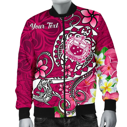 Samoa Custom Personalised Bomber Jacket - Turtle Plumeria (Pink)