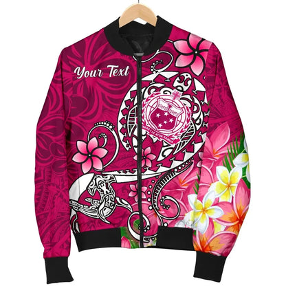 Samoa Custom Personalised Bomber Jacket - Turtle Plumeria (Pink)