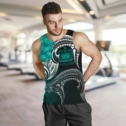Samoa Custom Personalised Men Tank Top - Samoa Seal Wave Style (Green)