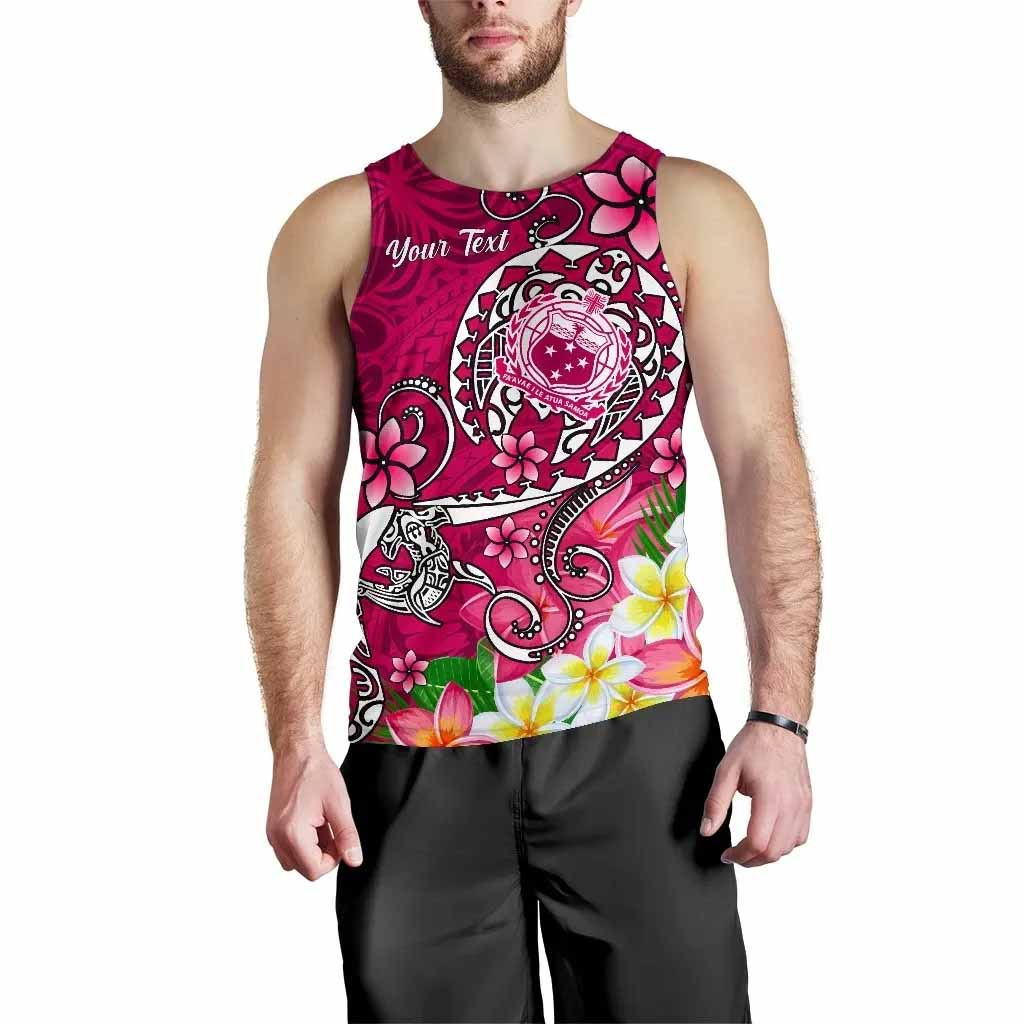 Samoa Custom Personalised Men Tank Top - Turtle Plumeria (Pink)