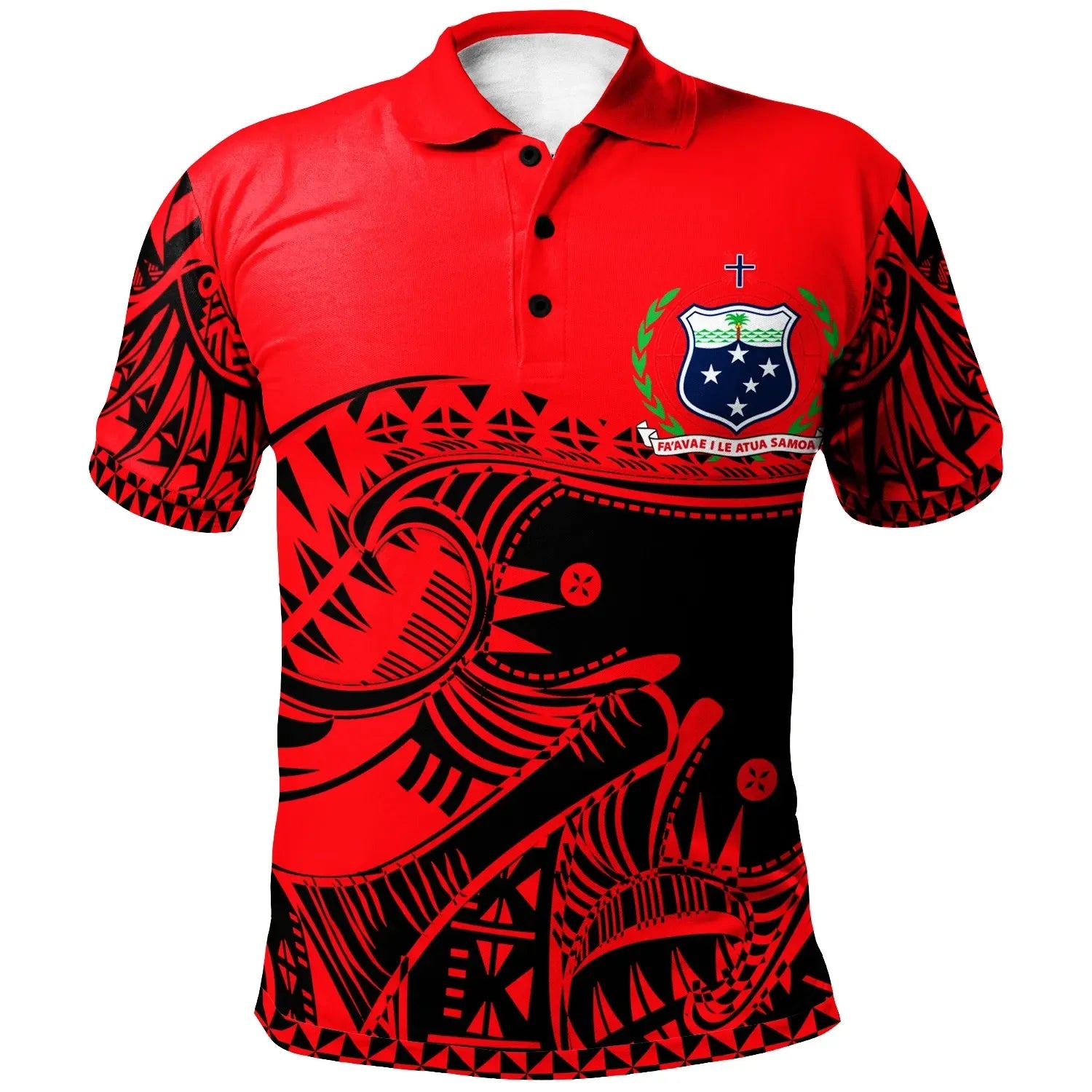 Samoa Custom Personalised Polo-Shirt - Dynamic Sport Style Red Black Color