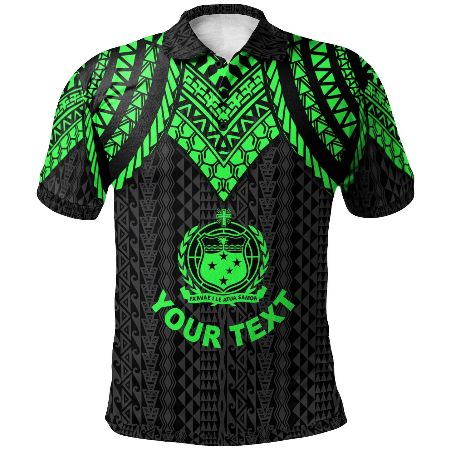 Samoa Custom Personalised Polo Shirt - Polynesian Armor Style Green