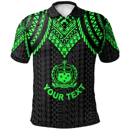 Samoa Custom Personalised Polo Shirt - Polynesian Armor Style Green