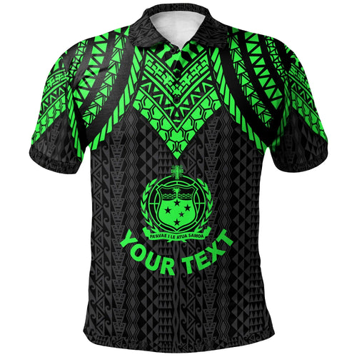 Samoa Custom Personalised Polo Shirt - Polynesian Armor Style Green