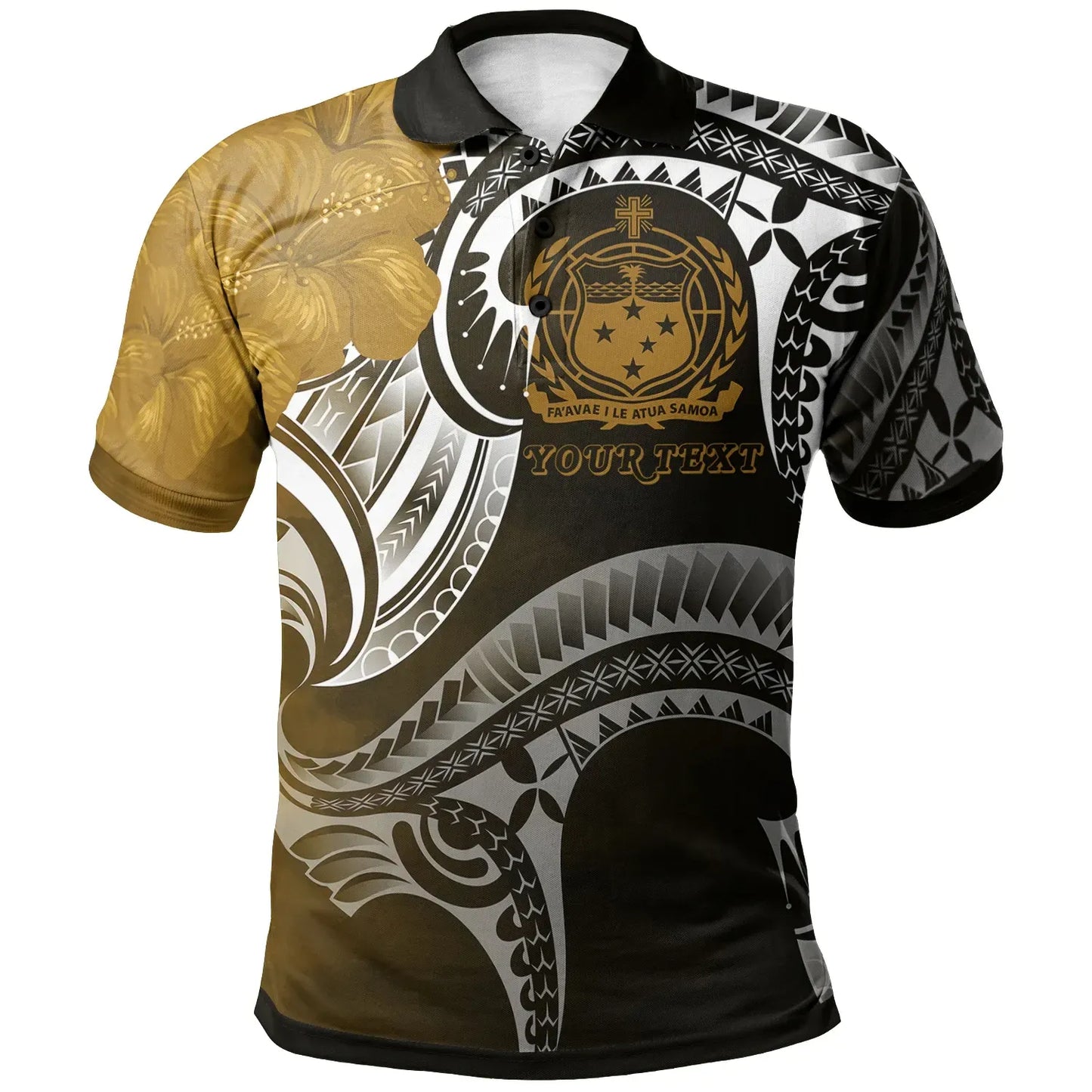 Samoa Custom Personalised Polo Shirt - Samoa Seal Wave Style (Gold)