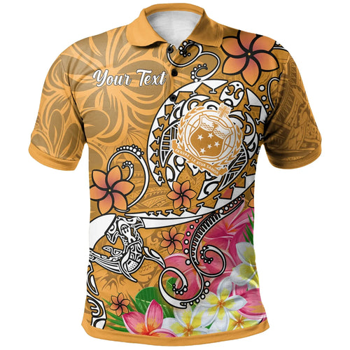 Samoa Custom Personalised Polo Shirts - Turtle Plumeria (Gold)