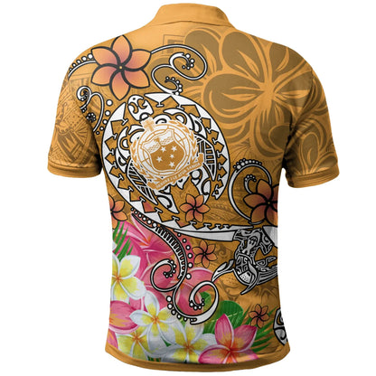 Samoa Custom Personalised Polo Shirts - Turtle Plumeria (Gold)